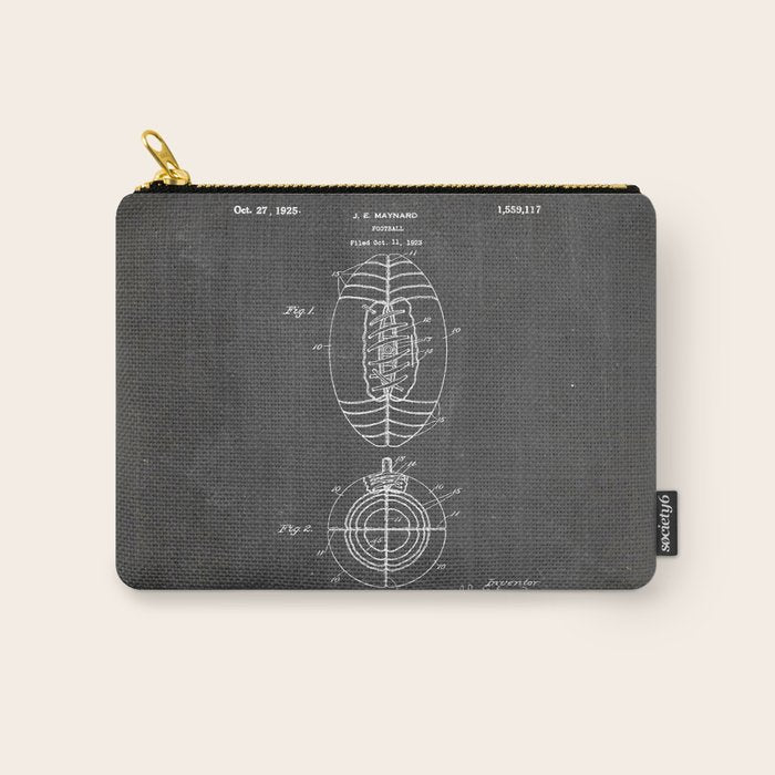 American Football Patent - Football Art - Black Chalkboard Carry All Pouch Gallery Image 1