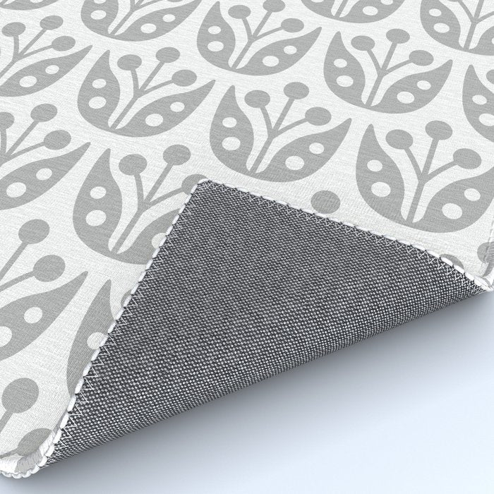 Mid Century Flower Pattern Gray Rug Gallery Image 4