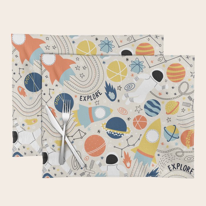Space Planets Astronaut Pattern Placemat Gallery Image 1