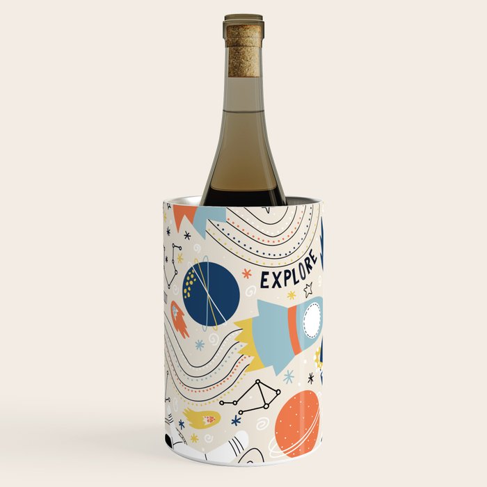 Space Planets Astronaut Pattern Wine Chiller Gallery Image 2