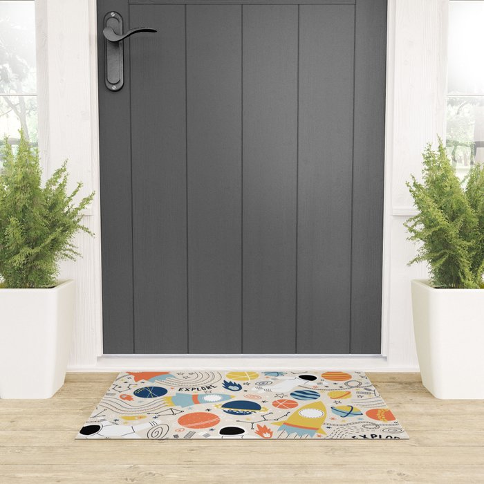 Space Planets Astronaut Pattern Welcome Mat Gallery Image 3