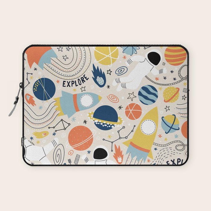 Space Planets Astronaut Pattern Laptop Sleeve Gallery Image 1