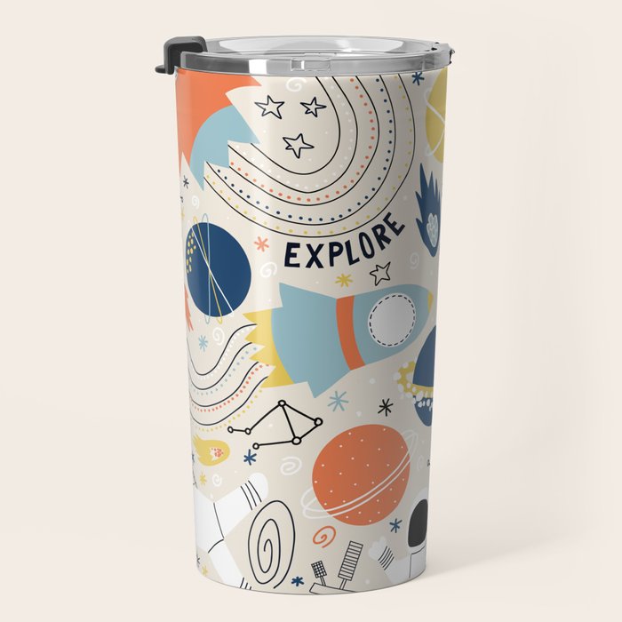 Space Planets Astronaut Pattern Travel Mug Gallery Image 3