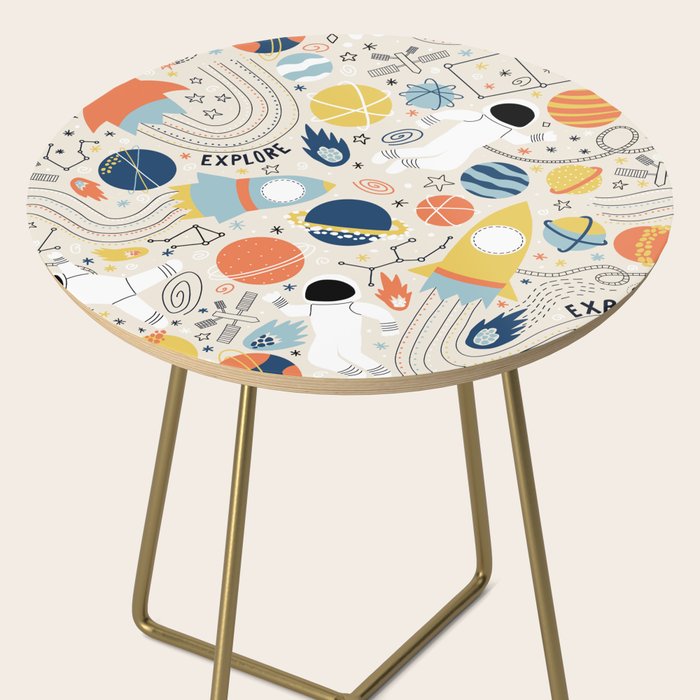 Space Planets Astronaut Pattern Side Table Gallery Image 2