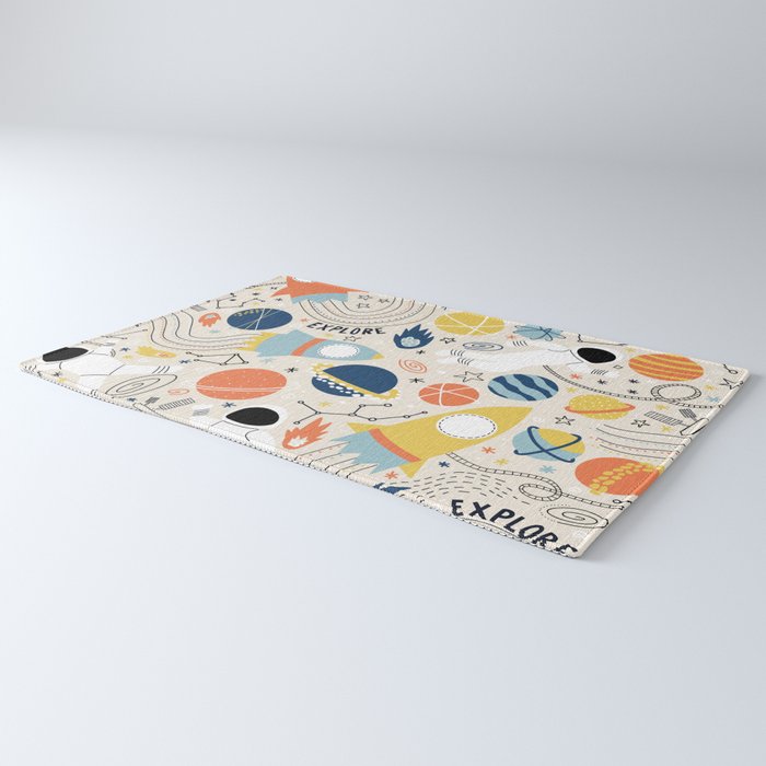 Space Planets Astronaut Pattern Rug Gallery Image 3
