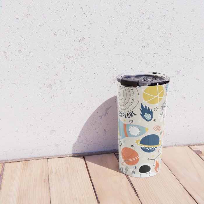 Space Planets Astronaut Pattern Travel Mug Gallery Image 4