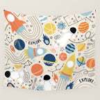 Space Planets Astronaut Pattern Wall Tapestry Gallery Image 4