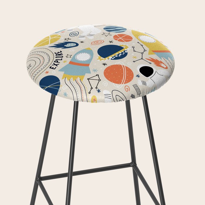 Space Planets Astronaut Pattern Stool Gallery Image 2