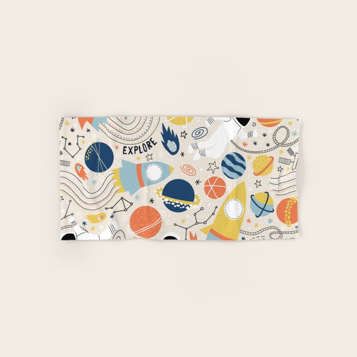 Space Planets Astronaut Pattern Bath Towel Gallery Image 1