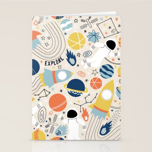 Space Planets Astronaut Pattern Stationery Card Gallery Image 2