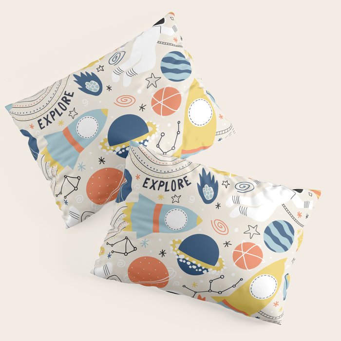 Space Planets Astronaut Pattern Pillow Sham Gallery Image 3