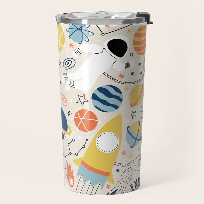 Space Planets Astronaut Pattern Travel Mug Gallery Image 2