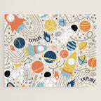 Space Planets Astronaut Pattern Jigsaw Puzzle Gallery Image 1