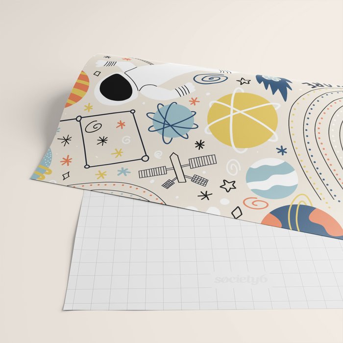 Space Planets Astronaut Pattern Wrapping Paper Gallery Image 2