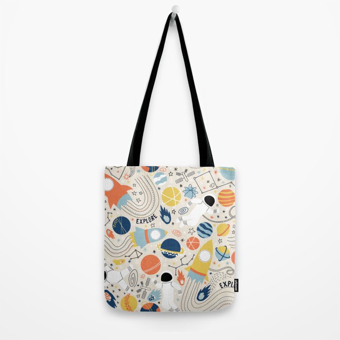 Space Planets Astronaut Pattern Tote Bag Gallery Image 2