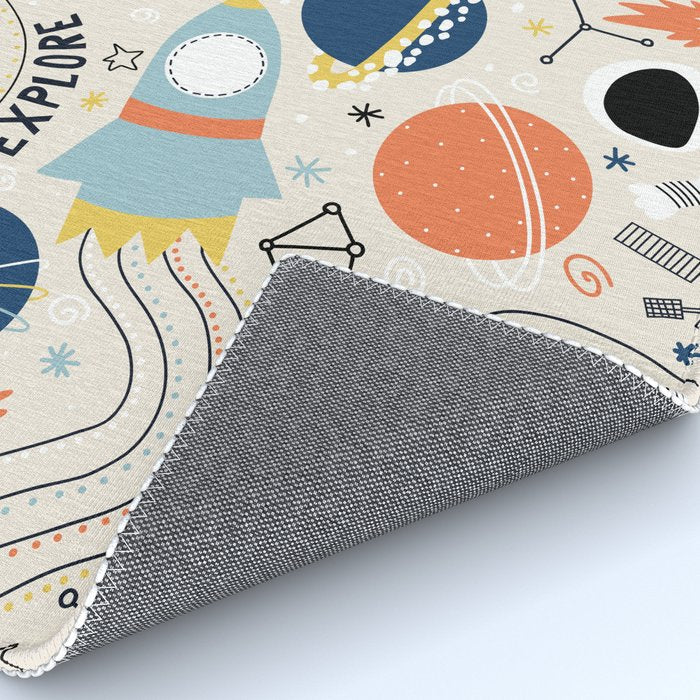 Space Planets Astronaut Pattern Rug Gallery Image 4