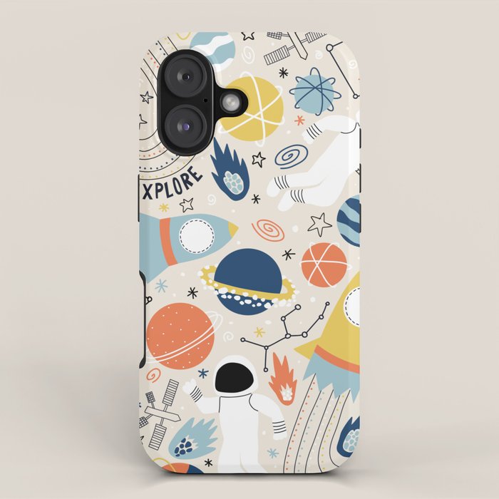 Space Planets Astronaut Pattern iPhone Case Gallery Image 1