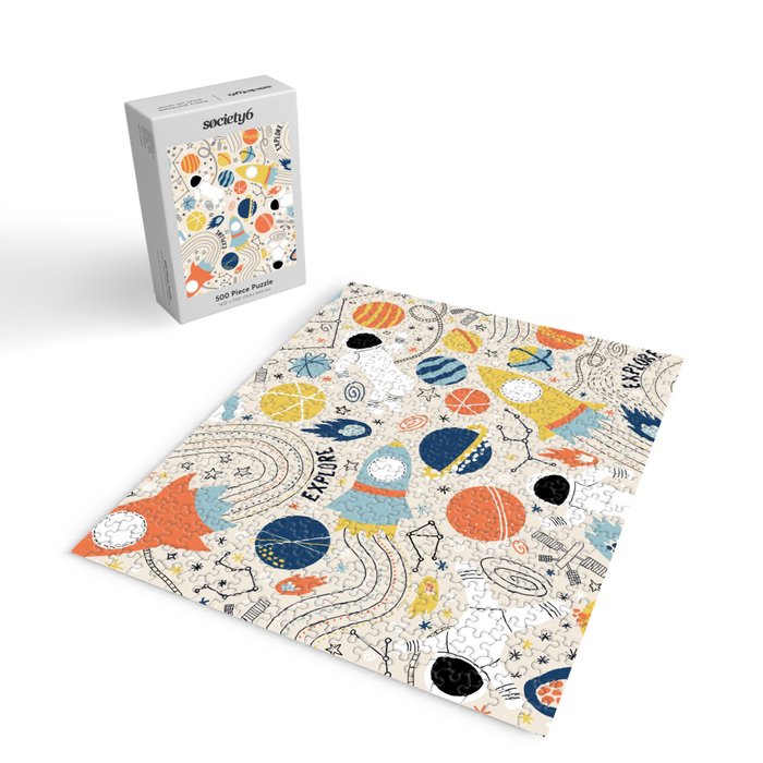 Space Planets Astronaut Pattern Jigsaw Puzzle Gallery Image 2