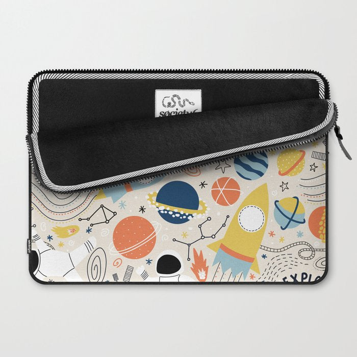 Space Planets Astronaut Pattern Laptop Sleeve Gallery Image 2