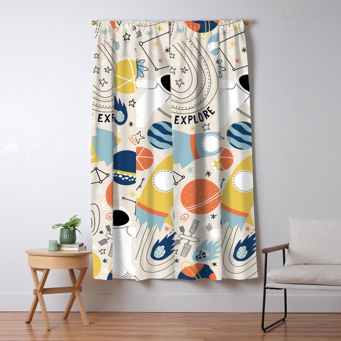 Space Planets Astronaut Pattern Window Curtain Gallery Image 5