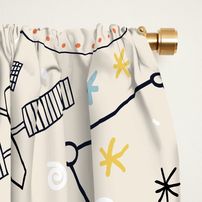 Space Planets Astronaut Pattern Window Curtain Gallery Image 2