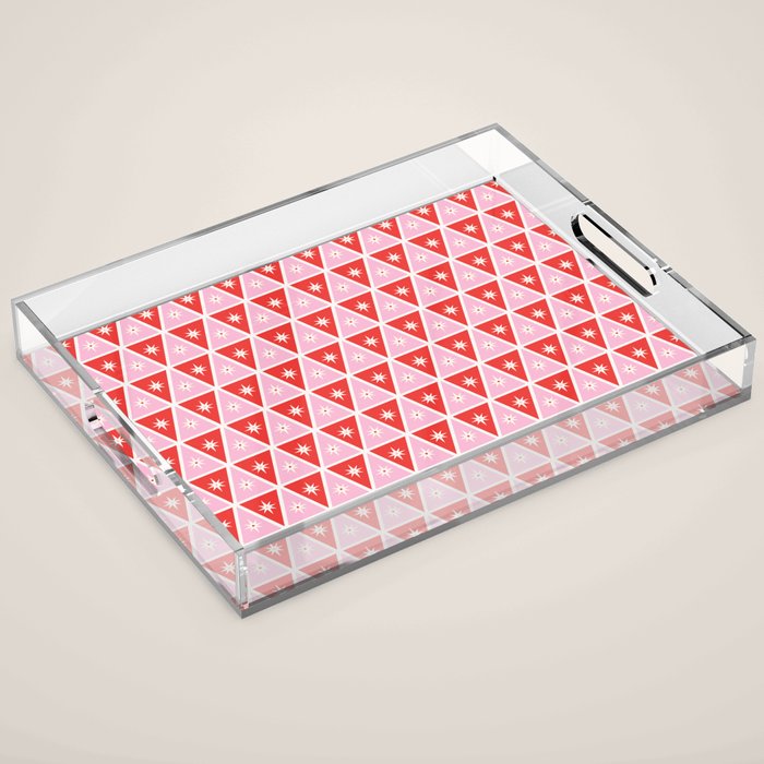 Retro Christmas Triangles | Red & Pink Acrylic Tray Gallery Image 1