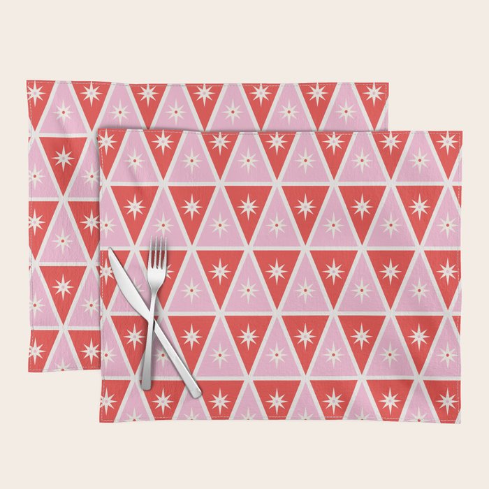 Retro Christmas Triangles | Red & Pink Placemat Gallery Image 1