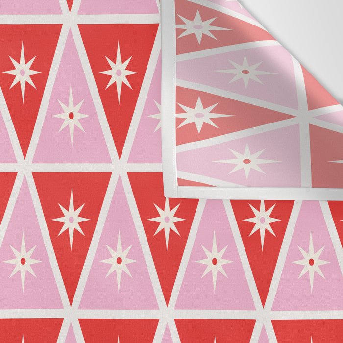 Retro Christmas Triangles | Red & Pink Wall Tapestry Gallery Image 3