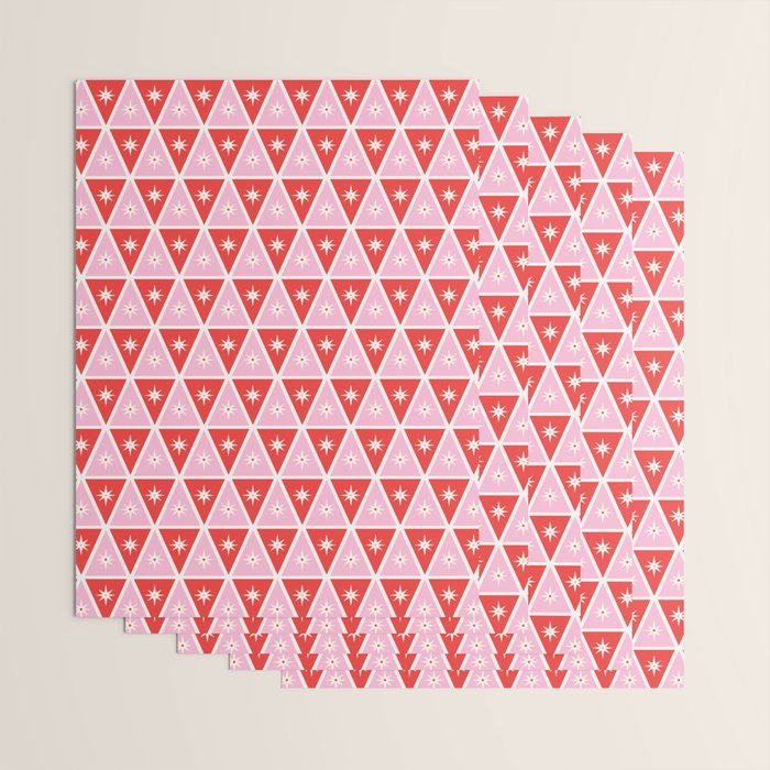 Retro Christmas Triangles | Red & Pink Wrapping Paper Gallery Image 3