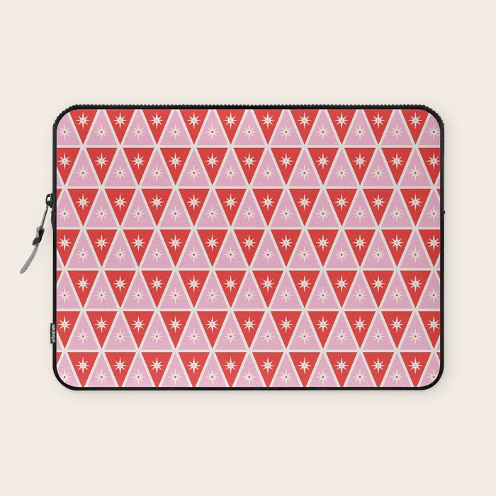 Retro Christmas Triangles | Red & Pink Laptop Sleeve Gallery Image 1