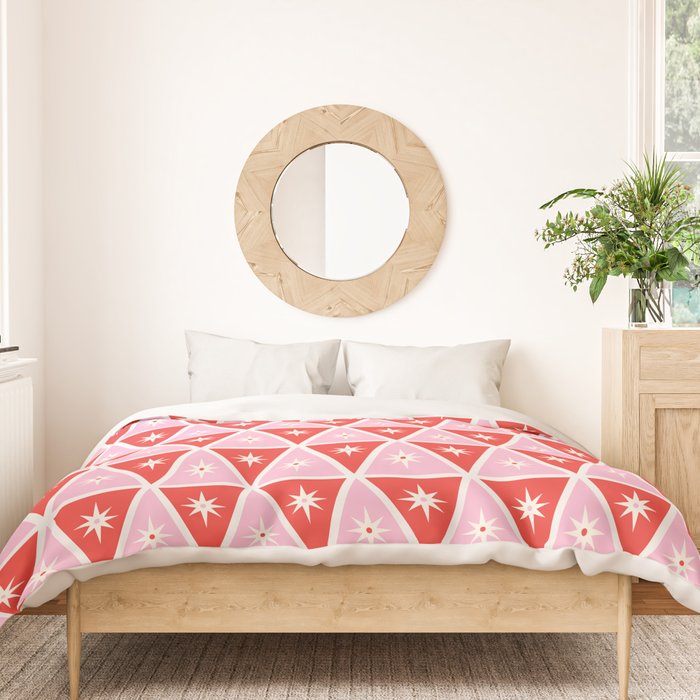 Retro Christmas Triangles | Red & Pink Duvet Cover Gallery Image 3
