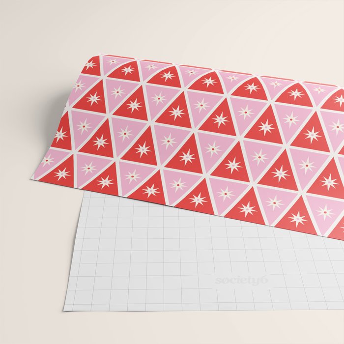 Retro Christmas Triangles | Red & Pink Wrapping Paper Gallery Image 2