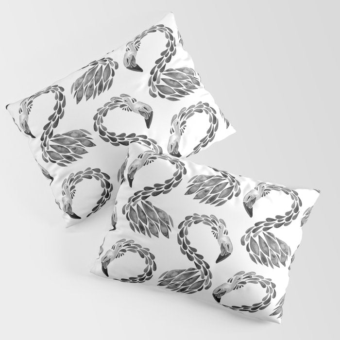 Miami Flamingo - Black Ink Pillow Sham Gallery Image 3