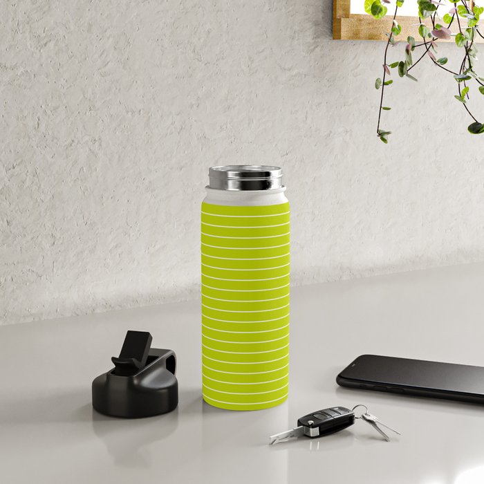 Minimal Arch XXIII Lime Green Modern Geometric Lines Water Bottle Gallery Image 4