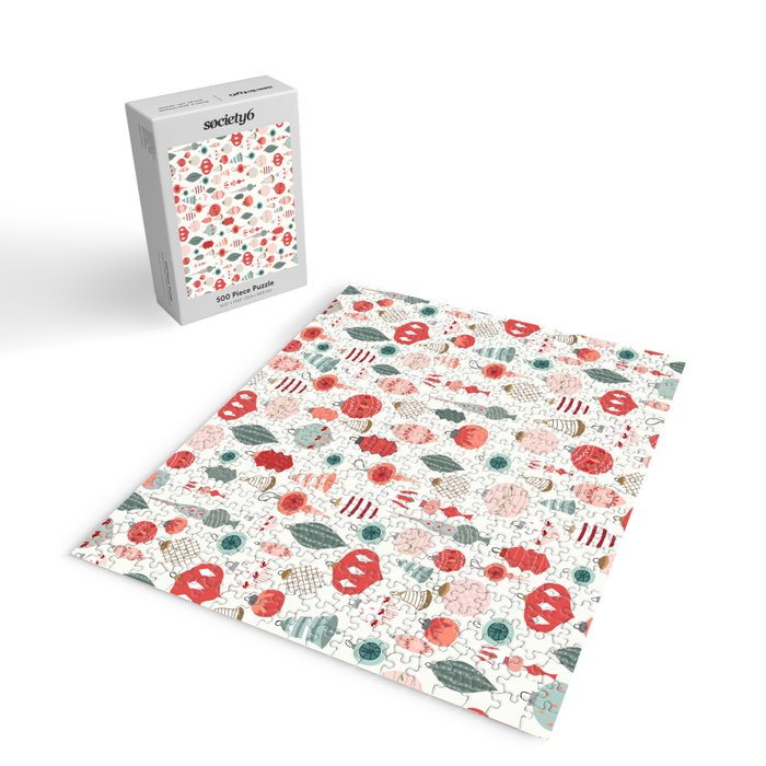 Vintage Christmas baubles white background Jigsaw Puzzle Gallery Image 2