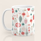 Vintage Christmas baubles white background Coffee Mug Gallery Image 3
