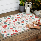 Vintage Christmas baubles white background Outdoor Rug Gallery Image 2