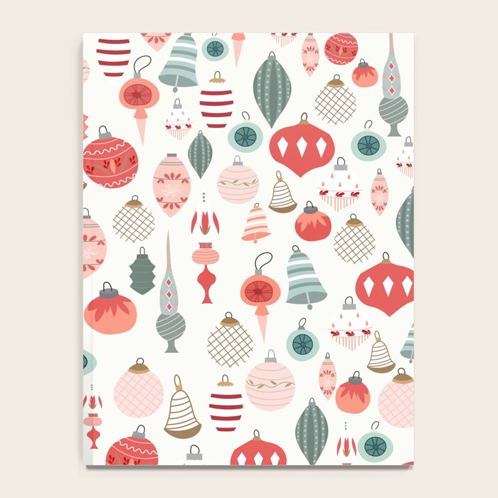 Vintage Christmas baubles white background Notebook Gallery Image 4