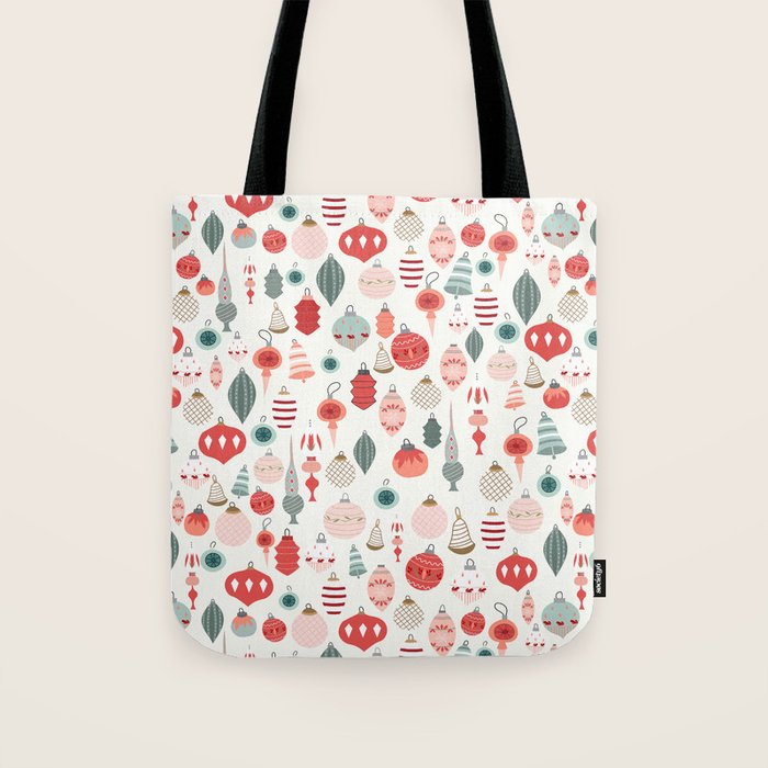 Vintage Christmas baubles white background Tote Bag Gallery Image 1