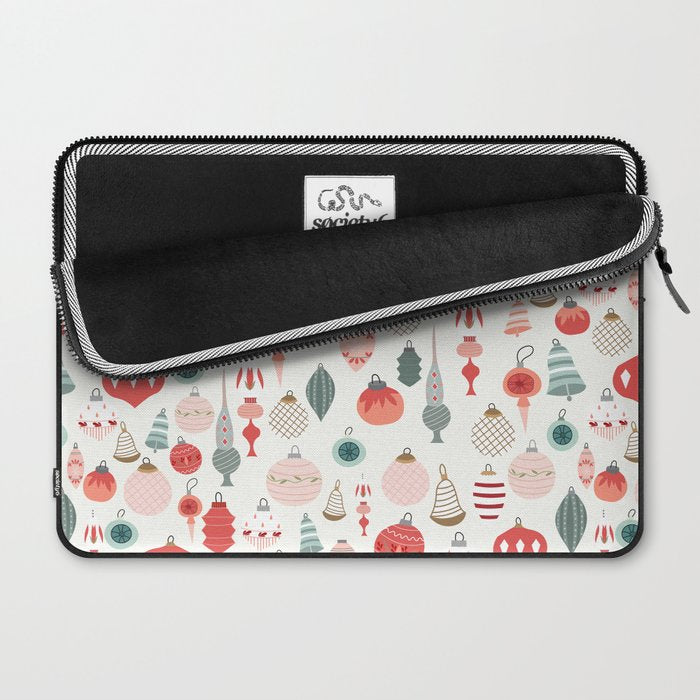 Vintage Christmas baubles white background Laptop Sleeve Gallery Image 2