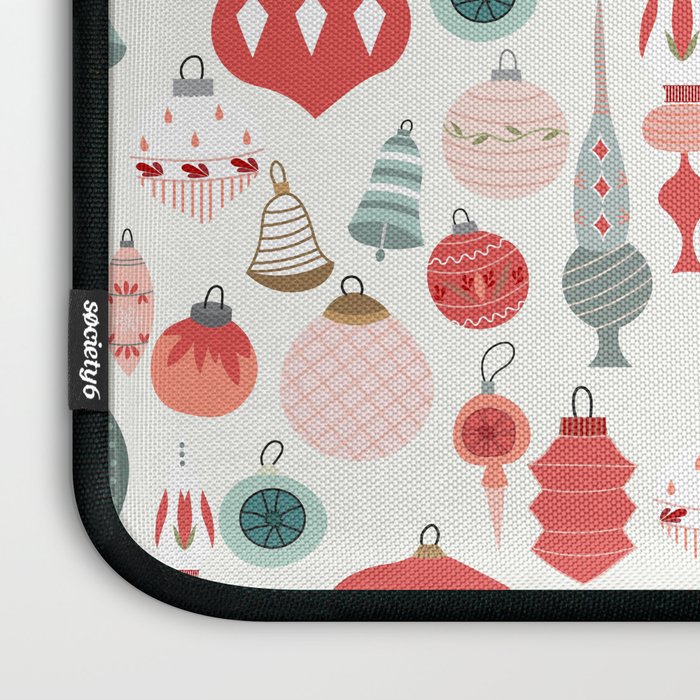 Vintage Christmas baubles white background Laptop Sleeve Gallery Image 3