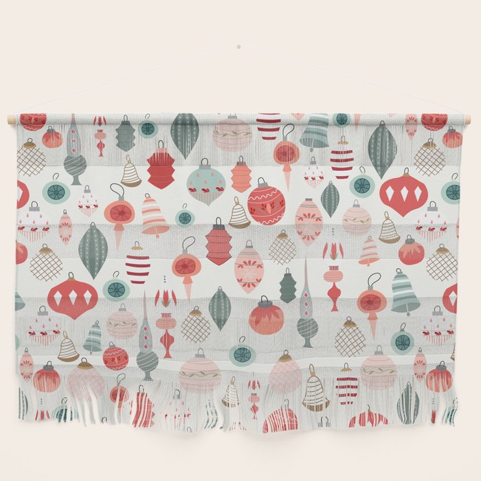 Vintage Christmas baubles white background Wall Hanging Gallery Image 1