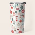 Vintage Christmas baubles white background Travel Mug Gallery Image 2