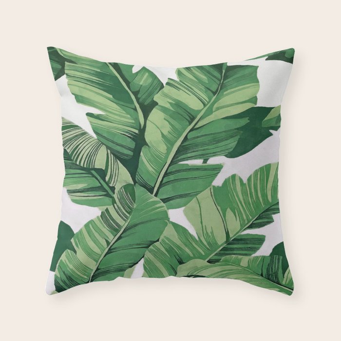 Tropical banana leaves VI Throw Pillow