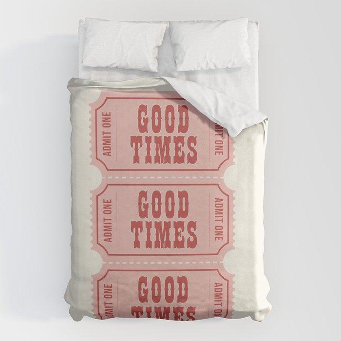 Good Times Retro Ticket, Pink Aesthetic Duvet Cover Gallery Image 6