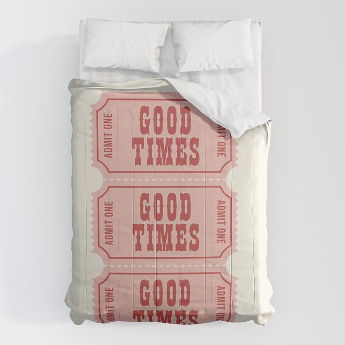 Good Times Retro Ticket, Pink Aesthetic Comforter Gallery Image 1