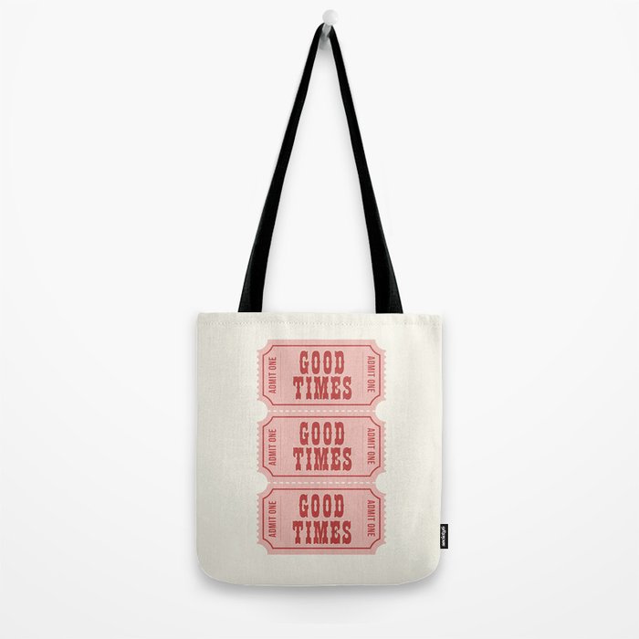 Good Times Retro Ticket, Pink Aesthetic Tote Bag Gallery Image 2