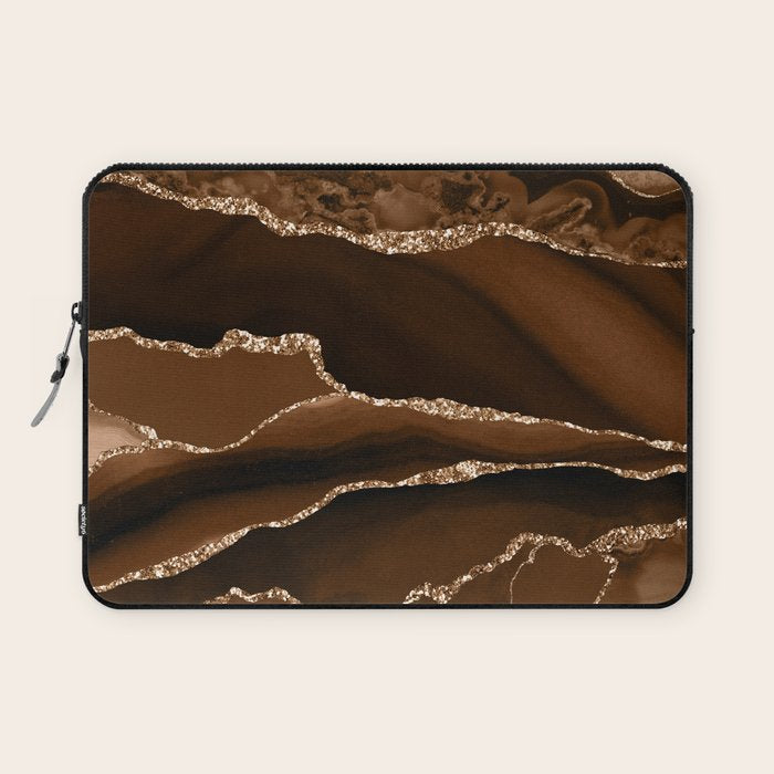 Brown Gold Agate Geode Abstract Art Marble Pattern Chocolate Coffee Laptop Sleeve Gallery Image 1
