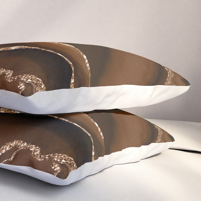 Brown Gold Agate Geode Abstract Art Marble Pattern Chocolate Coffee Pillow Sham Gallery Image 3