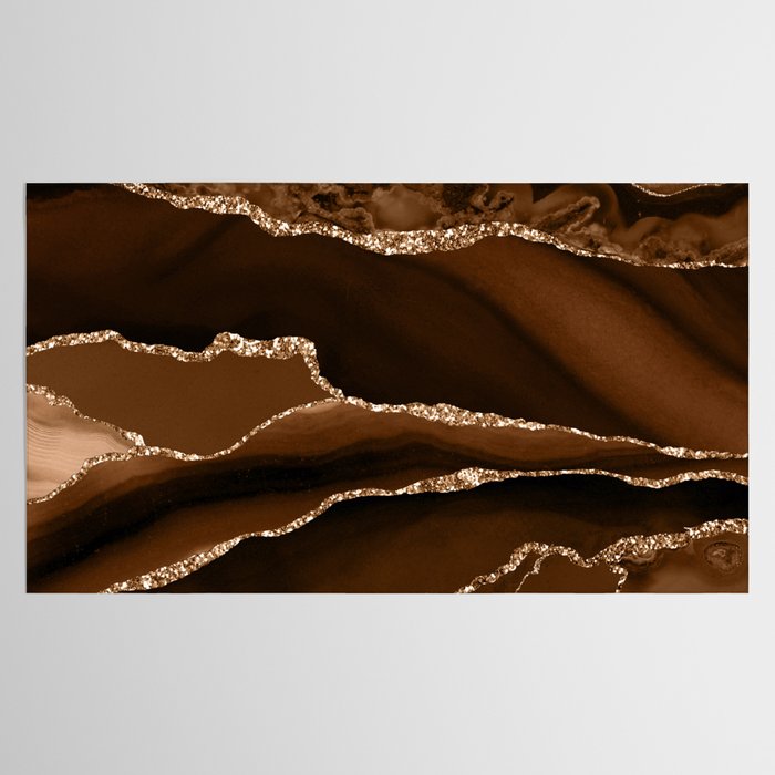 Brown Gold Agate Geode Abstract Art Marble Pattern Chocolate Coffee Tablecloth Gallery Image 2